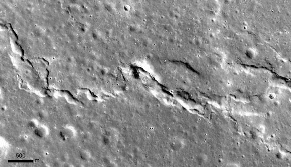 A small mare ridge in Northeast Mare Imbrium taken by the Lunar Reconnaissance Orbiter Camera. Image credit: NASA / GSFC / Arizona State University.