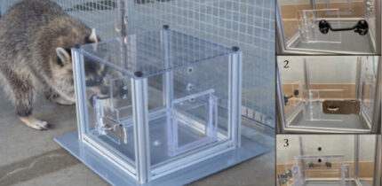 Multiaccess puzzle box with easy (a), medium (b) and hard (c) solutions. Image credit: Griebling et al., doi: 10.1016/j.anbehav.2026.123491.