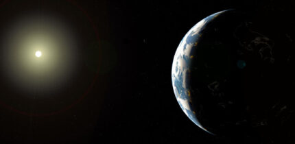 An artist’s impression of a planetary system around a slightly hotter star than our Sun. Image credit: Gillis Lowry.