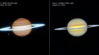 These Webb (left) and Hubble (right) images reveal Saturn in infrared and visible light. Image credit: NASA / ESA / CSA / STScI / A. Simon, NASA-GSFC / M. Wong, University of California / J. DePasquale, STScI.