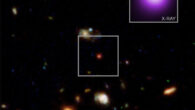 The optical and infrared image from Hubble show the region around the X-ray dot, while the Chandra X-ray image shows the close up. Image credit: NASA / CXC / Max Plank Inst / Hviding et al. / ESA / STScI / HST / CXC / SAO / N. Wolk.