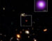 The optical and infrared image from Hubble show the region around the X-ray dot, while the Chandra X-ray image shows the close up. Image credit: NASA / CXC / Max Plank Inst / Hviding et al. / ESA / STScI / HST / CXC / SAO / N. Wolk.