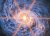 This image of Messier 77 from Webb’s Mid-Infrared Instrument (MIRI) highlights its swirling spiral arms, the dust in its disk and its piercingly bright core like never before. The bright orange lines appearing to radiate out from the galaxy’s center are not actually a feature of the galaxy: they are a type of distortion that arises from the optical design of the telescope. Called diffraction spikes, they are created because the intense light from the unresolved AGN is bent (diffracted) very slightly at the edges of Webb’s hexagonal mirror panels and around one of the struts that hold up its secondary mirror. Image credit: NASA / ESA / CSA / Webb / A. Leroy.