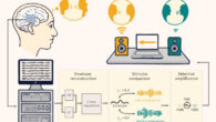 Participants with intracranial electrodes listened to two competing, spatially separated conversations. Their neural signals were recorded and fed into a real-time processing system. The system uses a linear regression model to reconstruct the temporal envelope of the attended speech from low-frequency (LF) and high-gamma (HF) neural features. The reconstructed envelope is then compared to the envelopes of the two conversations to determine the listener’s focus, which in turn drives the selective amplification of the attended speaker. Image credit: Choudhari et al., doi: 10.1038/s41593-026-02281-5.