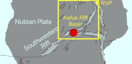 Location map of the extensional zone within the Central African Plateau of Zambia. The Kafue Rift is connected to the Luano and Luangwa rifts to the NE, and the Western branch of the EARS at the Rukwa rift (RRB) and Rungwe Volcanic Province (RVP). Image credit: Karolytė et al., doi: 10.3389/feart.2026.1799564.