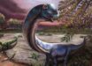 Stylized life reconstruction of Nagatitan chaiyaphumensis within the arid floodplains of Late Early Cretaceous Aptian-Albian Thailand. Image credit: Patchanop Boonsai.
