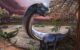 Stylized life reconstruction of Nagatitan chaiyaphumensis within the arid floodplains of Late Early Cretaceous Aptian-Albian Thailand. Image credit: Patchanop Boonsai.