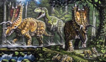 Bistahieversor sealeyi hunting Pentaceratops sternbergii. Image credit: A. Belov / CC BY 3.0.