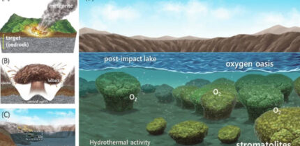Lim et al. demonstrate that stromatolites -- the oldest fossil evidence of oxygen-producing microbial life on early Earth -- could have developed within impact craters, based on a detailed investigation of stromatolites and lake sediments in the Hapcheon impact crater, South Korea. Image credit: Lim et al., doi: 10.1038/s43247-026-03206-7.