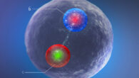 An artist’s impression of the Bc*+ meson. Image credit: Daniel Dominguez / CERN.