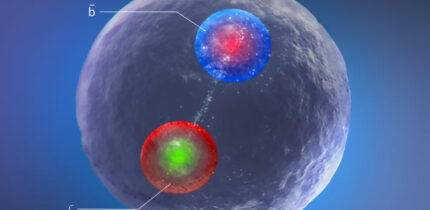 An artist’s impression of the Bc*+ meson. Image credit: Daniel Dominguez / CERN.