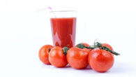Tomato-soy juice contains high levels of lycopene and soy isoflavones.