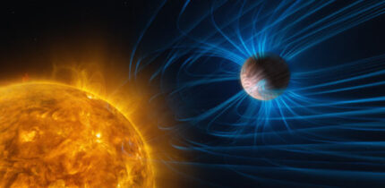 This illustration shows magnetic activity in an ultra-hot Jupiter. Image credit: ESO / M. Kornmesser / L. Calçada.