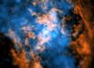 This image shows the evidence for the wind blowing away from Sagittarius A*: the white dot in the center of the image shows the supermassive black hole; in orange is data from ALMA, mapping the location of cold gas composed of carbon monoxide in the image; in blue is X-ray data from Chandra; a large cone-shaped cavity, visible as an absence of cold gas in the ALMA data, is filled by hot X-ray-emitting gas in the Chandra data. Image credit: NASA / CXC / UMass / Wang et al. / ALMA / ESO / NAOJ / NRAO / Longmore et al. / Minniti et al.
