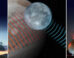 This artist’s impression shows radar waves from NASA’s Goldstone Solar System Radar pinging Europa; the radar waves penetrate Europa’s icy surface before bouncing back to be collected by NSF’s Green Bank Telescope on Earth. Image credit: NSF / AUI / NSF’s NRAO / P.Vosteen.