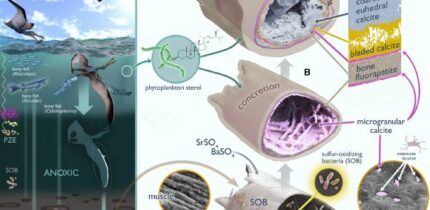 Grice et al. integrate organic geochemical analyses with high-resolution micro-mineral imaging of a three-dimensionally preserved Cretaceous pterosaur wing phalanx from Brazil to reveal steroid biomarkers and multi-stage mineralization pathways underlying its preservation. Image credit: Grice et al., doi: 10.1016/j.isci.2026.116199.