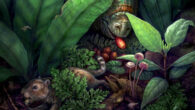 Reconstruction of the forest floor of the 74.6 million-year-old Dori’s Tuff flora, featuring hypothetical angiosperm-disperser interactions. The plants depicted, including the foliage, fruits, seeds and flowers, were illustrated in life position based on the fossil plants found at the site and their inferred growth habits. The mammalian and dinosaur seed dispersers depicted were based on the known fauna from the broader region during the Late Campanian age of the Cretaceous period. Image credit: Brian Engh, livingrelicproductions.com.