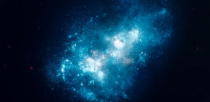 This illustration portrays galaxy MXDFz4.4 when it existed 1.4 billion years after the Big Bang. Image credit: NASA / ESA / Leah Hustak, STScI.