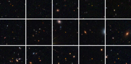 This collage shows 15 of the 31 newly discovered quasars by ESA’s Euclid space telescope. EUCL J172902.75+641018.1 and EUCL J125308.55+705432.3 are visible on the first row, the first and second from the left, respectively. Image credit: ESA / Euclid / Euclid Consortium / NASA / Euclid Science Ground Segment / Antoine Basset, CNES.