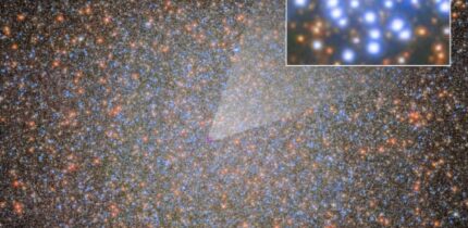 Whitaker et al. found Omega Centauri’s first stellar-mass black hole, which has a visible star companion that is shown in greater detail. Image credit: ESA / NASA / Maximilian Häberle, MPIA / Joseph DePasquale, STScI.