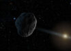 This artist’s concept depicts a near-Earth asteroid with an elongated orbit; a few objects such as these can exhibit significant perturbations in their motion around the Sun and, like 1998 SH2, could turn out to be regular comets with a weak tail and coma. Image credit: NASA / JPL-Caltech.