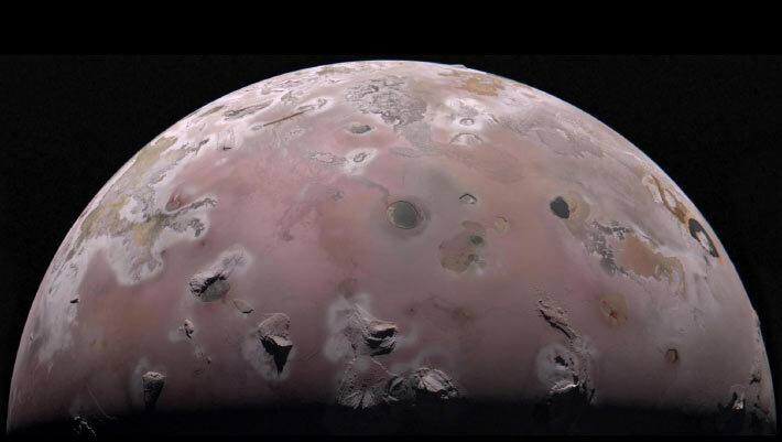 The north polar region of Io was captured by NASA’s Juno spacecraft on December 30, 2023. Image credit: NASA / JPL-Caltech / SwRI / MSSS / Gerald Eichstädt.