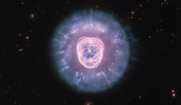 This Webb/NIRCam/MIRI image shows the Eskimo Nebula, a bipolar planetary nebula some 4,200 light-years away in the constellation of Gemini. Image credit: NASA / ESA / CSA / Webb / STScI / Alyssa Pagan, STScI.