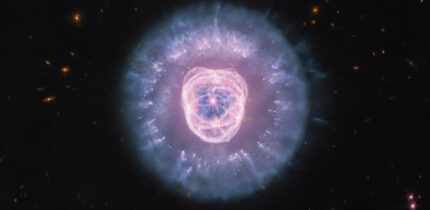 This Webb/NIRCam/MIRI image shows the Eskimo Nebula, a bipolar planetary nebula some 4,200 light-years away in the constellation of Gemini. Image credit: NASA / ESA / CSA / Webb / STScI / Alyssa Pagan, STScI.