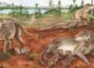 Life reconstruction of a group of Chiniquodon theotonicus individuals, a pregnant female (left) as well as a female (right) breastfeeding few, relatively large neonates. Image credit: María de los Ángeles Miceli Baro.