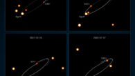 This sequence of images, taken with the GRAVITY instrument at ESO’s Very Large Telescope Interferometer, show several stars orbiting Sagittarius A*. One of these stars, known as S301, was recently found to pass much closer to the black hole than any other known star. Image credit: ESO / GRAVITY Collaboration.