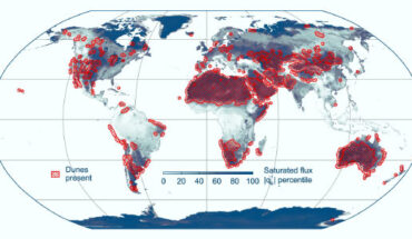 Distribution of Earth’s wind-blown sand dunes. Image credit: Andrew Gunn, doi: 10.1038/s41467-026-75466-y.