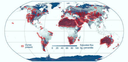 Distribution of Earth’s wind-blown sand dunes. Image credit: Andrew Gunn, doi: 10.1038/s41467-026-75466-y.