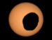 This image of Phobos in front of the Sun was captured by Perseverance’s Mastcam-Z camera on August 12, 2026. Image credit: NASA / JPL-Caltech / ASU / MSSS / SSI.