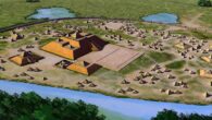 An artist’s conception of Etowah, a Mississippian culture site located on the banks of the Etowah River in Bartow County, Georgia. Image credit: Herb Roe / Sci.News.