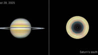 These Hubble images show Saturn and the gas giant’s southern pole with its 10-sided atmospheric wave. Image credit: NASA / ESA / STScI / Agustin Sánchez-Lavega, UPV / Amy Simon, NASA’s Goddard Space Flight Center / Michael Wong, UC Berkeley / Alyssa Pagan.