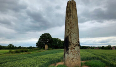 The Devil’s Arrows, the three towering gritstone megaliths on the western outskirts of Boroughbridge, Yorkshire, the United Kingdom. Image credit: Curtin University.