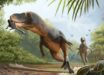 While some dinosaurs are thought to have had ‘fuzzy’ or ‘downy’ feathers (shown in this illustration as the yellow spikes on a Nanotyrannus’ neck), ancient birds (such as the one in the Nanotyrannus’ mouth) were more likely to have had feathers that look similar to the birds of today. Image credit: Andrey Atuchin.