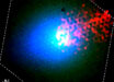 The distribution of dust (blue), gas (green) and ions (red) in the interstellar comet 3I/ATLAS. Image credit: Lea Ferellec.