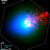 The distribution of dust (blue), gas (green) and ions (red) in the interstellar comet 3I/ATLAS. Image credit: Lea Ferellec.