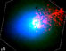 The distribution of dust (blue), gas (green) and ions (red) in the interstellar comet 3I/ATLAS. Image credit: Lea Ferellec.