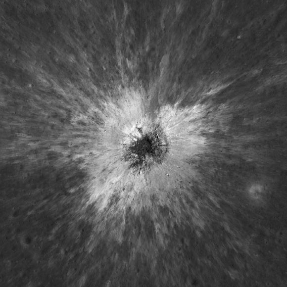 This close-up view of McGetchin crater was taken on December 5, 2025, by the Narrow-Angle Camera (NAC) onboard NASA’s Lunar Reconnaissance Orbiter (LRO). Image credit: NASA Goddard / Intuitive Machines.