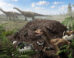 Titanosaur hatchlings emerging from a nest in the Cretaceous of Patagonia, Argentina. Image credit: Masato Hattori.