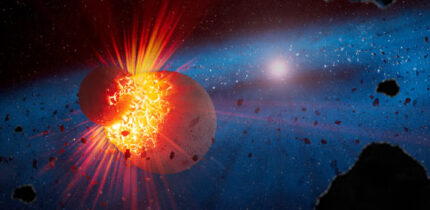 The types of collisions within young stellar systems known as extreme debris disks are relevant to scientists’ understanding of our own Solar System, which is thought to have undergone similar impact events that created our Moon and shaped Earth’s initial state. Image credit: NASA / ESA / CSA / Joseph Olmsted, STScI.