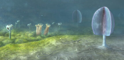 Sea floor in the Ediacaran of Namibia, 543 million years ago. Image credit: Museum of Natural History, University of Oxford / Mighty Fossils.