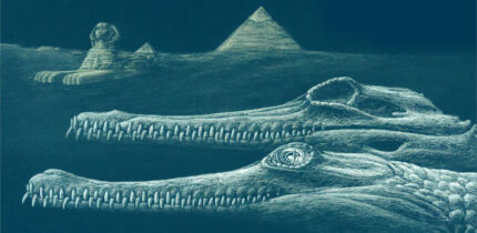 The Sphinx was carved from the same rock formation that yielded the Herugavialis cairensis fossil, and both are missing the tip of the nose. Image credit: Karim Zanaty.