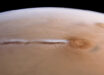 This image from ESA’s Mars Express shows the Arsia Mons Elongated Cloud. Image credit: ESA / DLR / FU Berlin / J. Cowart.