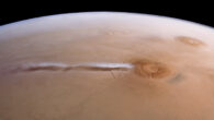 This image from ESA’s Mars Express shows the Arsia Mons Elongated Cloud. Image credit: ESA / DLR / FU Berlin / J. Cowart.