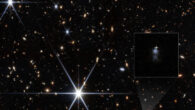 This Webb image shows the host galaxy of FRB 20240304B (shown by the white cross). Image credit: NASA / ESA / CSA / STScI / Themiya Nanayakkara, USYD / Joseph DePasquale, STScI.
