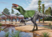 Artists’ rendition of Invictibellatrix amberina with contemporary fauna in the lower part of the Wessex Formation. Image credit: Sergey Krasovskiy / Pedro Salas.