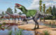 Artists’ rendition of Invictibellatrix amberina with contemporary fauna in the lower part of the Wessex Formation. Image credit: Sergey Krasovskiy / Pedro Salas.
